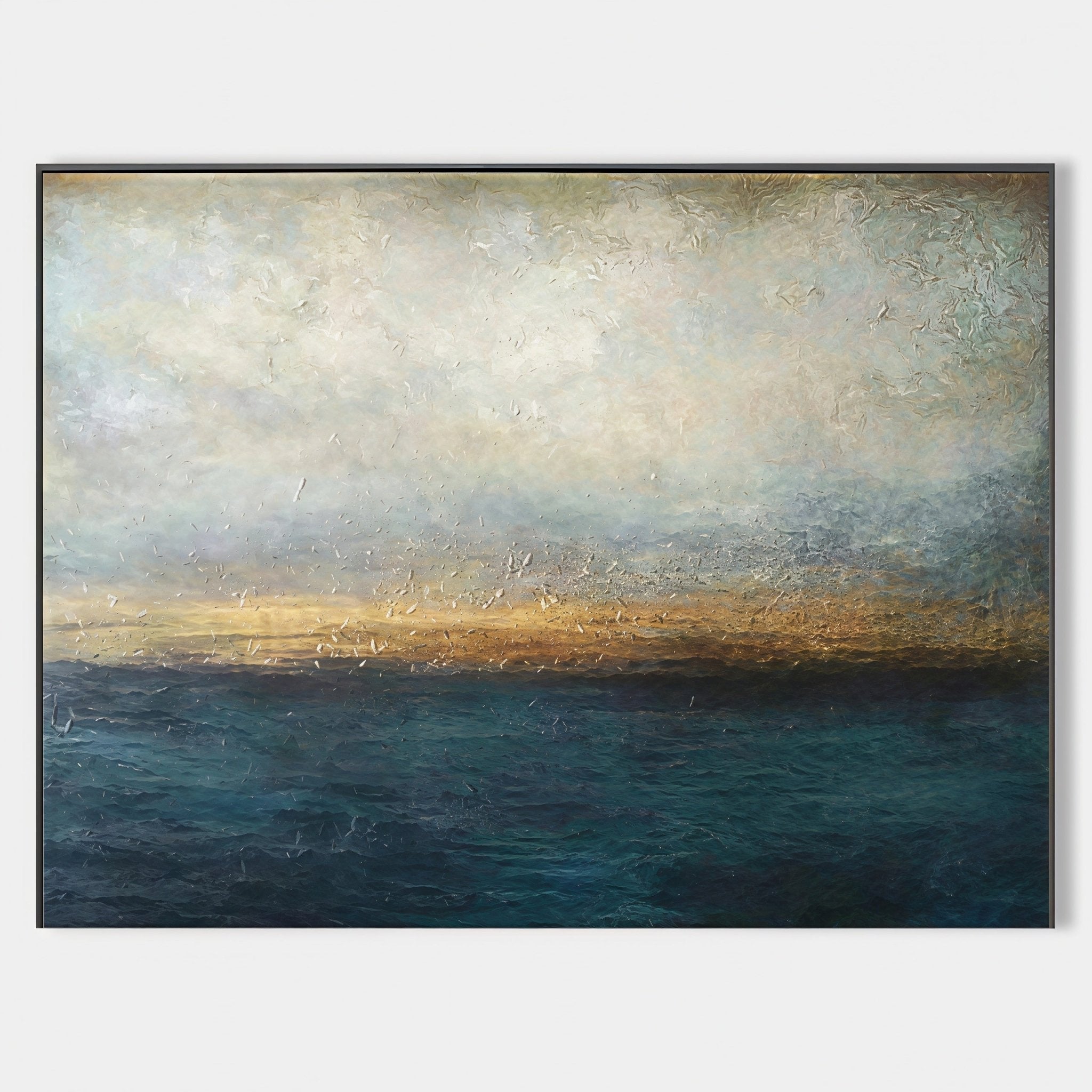 Deep Blue & Gold Impressionist Abstract Painting CY0071 - Viral Wall Art